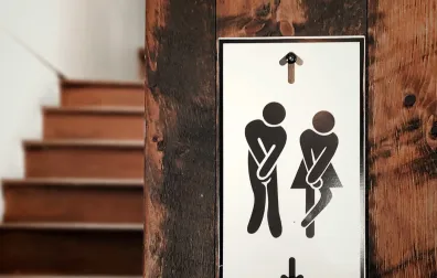 Toiletbord refereert naar de blaas