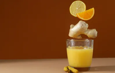 Glas met citroen en gember voor betere weerstand en afweersysteem